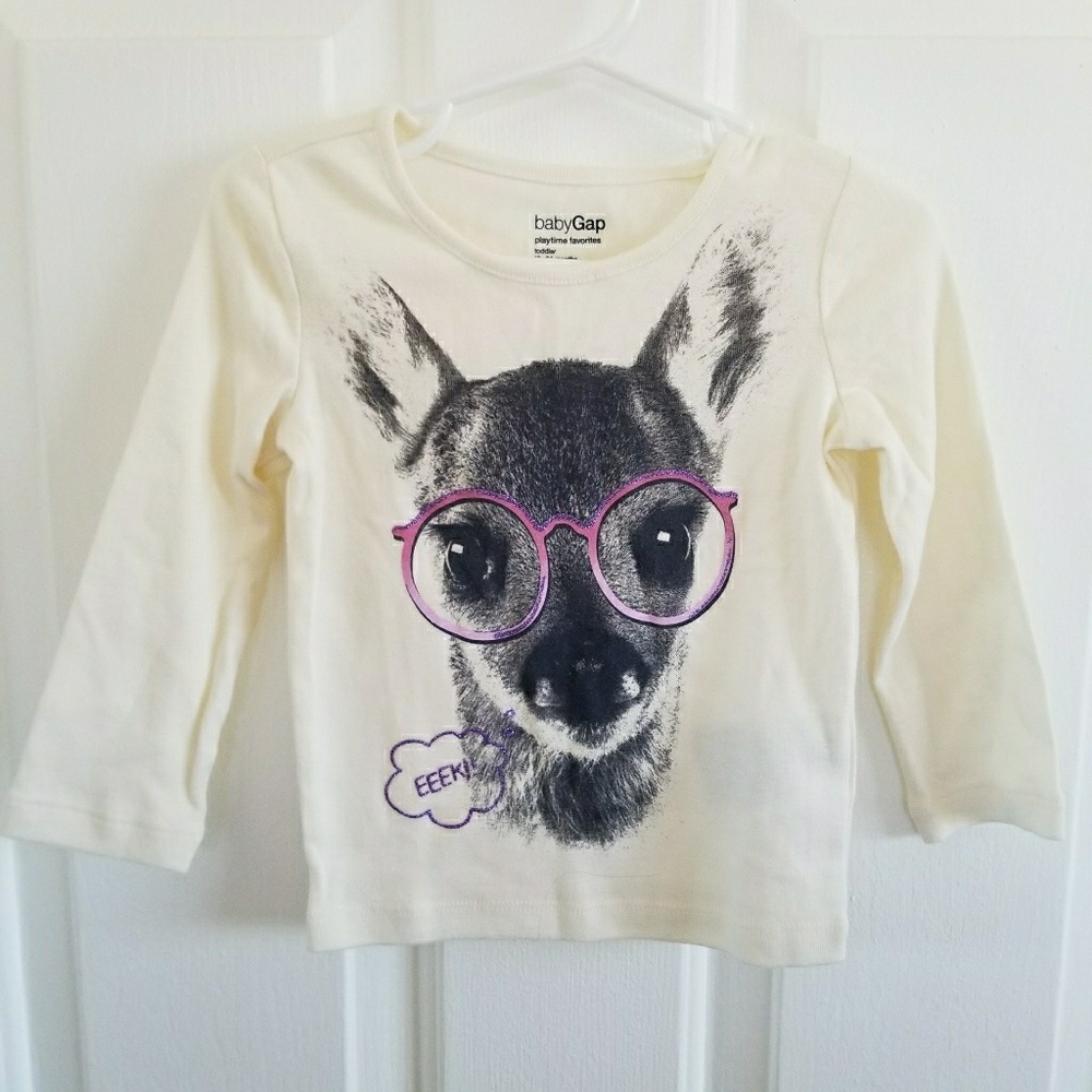 NWT baby Gap deer in glasses long sleeved shirt